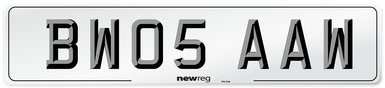 BW05 AAW Number Plate from New Reg